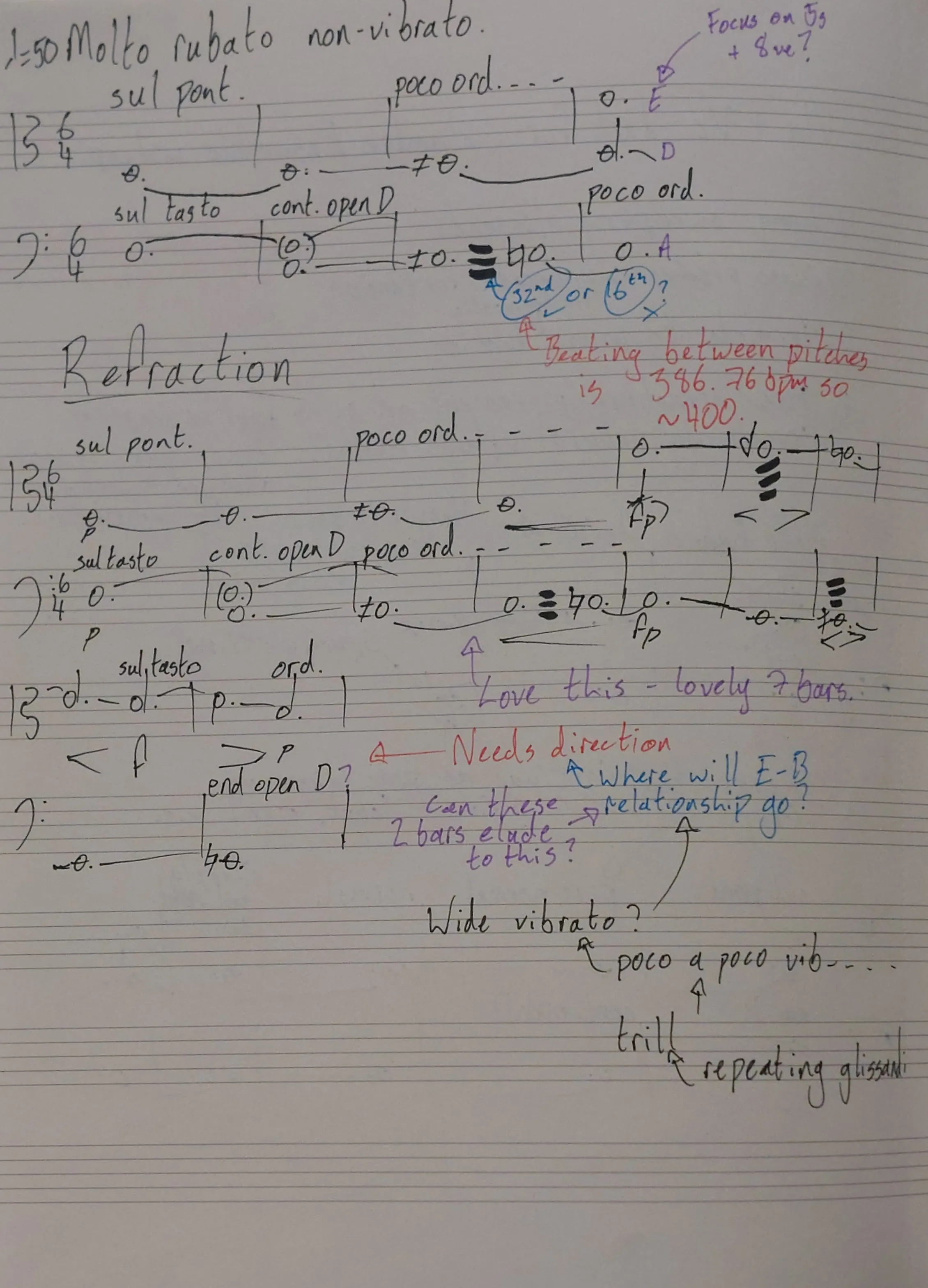 Handwritten working notes for Refraction (Page 2)